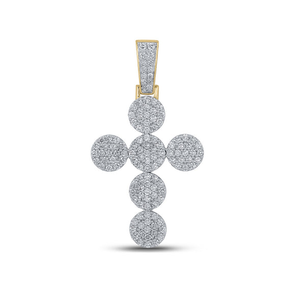 10k Yellow Gold Mens Round Diamond Cross Charm Pendant 2 Cttw