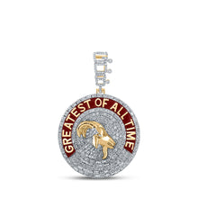 10k Yellow Gold Mens Baguette Diamond GOAT Charm Pendant 1-7/8 Cttw