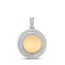  10k Yellow Gold Mens Baguette Diamond Mirror Memory Circle Charm Pendant 2-1/2 Cttw