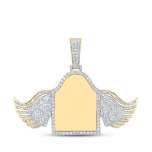  10k Yellow Gold Mens Baguette Diamond Mirror Wing Tomb Charm Pendant 2 Cttw