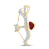 10k Yellow Gold Mens Baguette Diamond Bow Arrow Heart Charm Pendant 1 Cttw