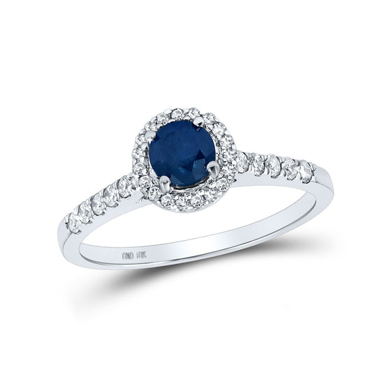 10k White Gold Womens Round Blue Color Enhanced Diamond Solitaire Ring 3/4 Cttw