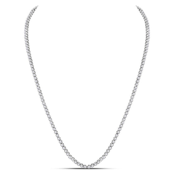 10k White Gold Mens Round Diamond 22-inch Tennis Chain Necklace 10 Cttw