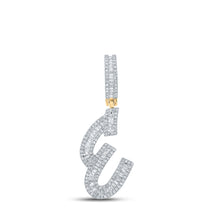  10k Yellow Gold Mens Baguette Diamond Initial E Letter Charm Pendant 3/4 Cttw