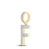 10k Yellow Gold Mens Baguette Diamond Initial F Letter Charm Pendant 3/4 Cttw