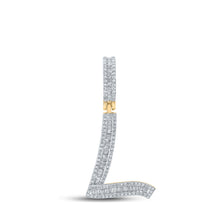  10k Yellow Gold Mens Baguette Diamond Initial L Letter Charm Pendant 5/8 Cttw