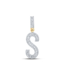  10k Yellow Gold Mens Baguette Diamond Initial S Letter Charm Pendant 3/4 Cttw