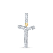  10k Yellow Gold Mens Baguette Diamond Initial T Letter Charm Pendant 5/8 Cttw
