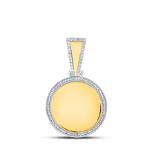  10k Yellow Gold Mens Round Diamond Picture Memory Circle Charm Pendant 3/8 Cttw