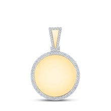  10k Yellow Gold Mens Round Diamond Picture Memory Circle Charm Pendant 7/8 Cttw