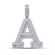  10k White Gold Mens Round Diamond A Letter Charm Pendant 1-3/4 Cttw