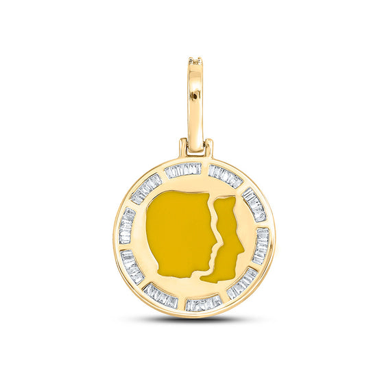 10k Yellow Gold Mens Baguette Diamond Gemini Sign Charm Pendant 1/2 Cttw
