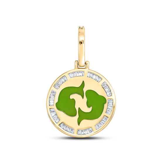 10k Yellow Gold Mens Baguette Diamond Pisces Charm Pendant 5/8 Cttw