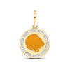 10k Yellow Gold Mens Baguette Diamond Leo Sign Charm Pendant 1/2 Cttw