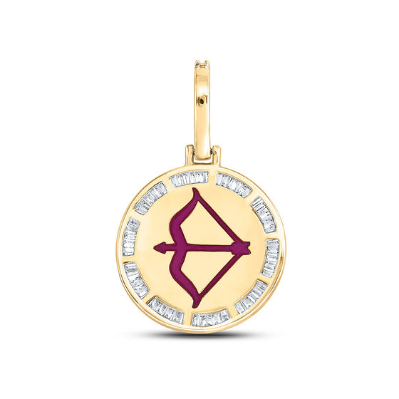10k Yellow Gold Mens Baguette Diamond Sagittarius Charm Pendant 1/2 Cttw