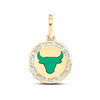 10k Yellow Gold Mens Baguette Diamond Taurus Bull Zodiac Sign Charm Pendant 1/2 Cttw