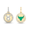 10k Yellow Gold Mens Baguette Diamond Taurus Bull Zodiac Sign Charm Pendant 1/2 Cttw