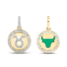  10k Yellow Gold Mens Baguette Diamond Taurus Bull Zodiac Sign Charm Pendant 1/2 Cttw