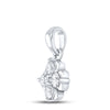 10k White Gold Womens Round Diamond Cluster Pendant 1/3 Cttw