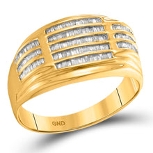  10k Yellow Gold Mens Baguette Diamond Striped Fashion Ring 1/2 Cttw