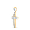 10k Yellow Gold Mens Round Diamond Cross Charm Pendant 1 Cttw