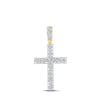 10k Yellow Gold Mens Round Diamond Cross Charm Pendant 1-1/2 Cttw
