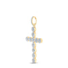 10k Yellow Gold Mens Round Diamond Cross Charm Pendant 1-1/3 Cttw