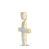 10k Yellow Gold Mens Round Diamond Cross Charm Pendant 2 Cttw