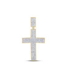  10k Yellow Gold Mens Round Diamond Cross Charm Pendant 2 Cttw