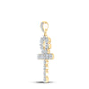 10k Yellow Gold Mens Round Diamond Ankh Cross Charm Pendant 2-1/2 Cttw