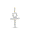 10k Yellow Gold Mens Round Diamond Ankh Cross Charm Pendant 2-1/2 Cttw