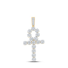  10k Yellow Gold Mens Round Diamond Ankh Cross Charm Pendant 2-1/2 Cttw