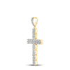 10k Yellow Gold Mens Round Diamond Cross Charm Pendant 2-5/8 Cttw