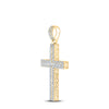 14k Yellow Gold Mens Round Diamond Cross Charm Pendant 4-1/4 Cttw