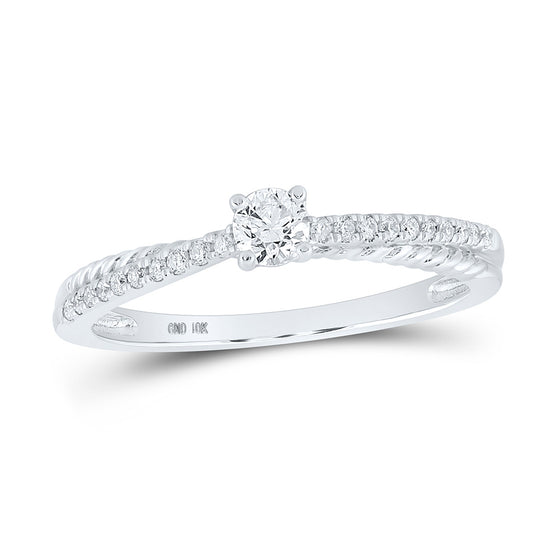 10k White Gold Womens Round Diamond Solitaire Ring 1/4 Cttw