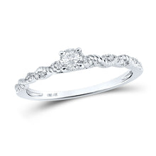  10k White Gold Womens Round Diamond Solitaire Ring 1/4 Cttw