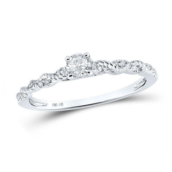 10k White Gold Womens Round Diamond Solitaire Ring 1/4 Cttw