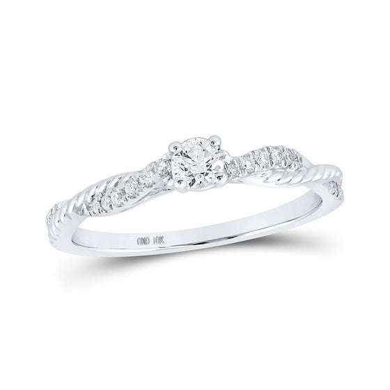 10k White Gold Womens Round Diamond Solitaire Ring 1/4 Cttw