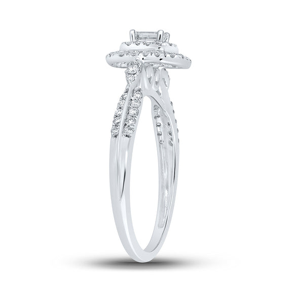 14k White Gold Womens Emerald Diamond Fashion Ring 1/2 Cttw
