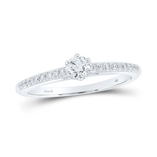  14k White Gold Round Diamond Solitaire Bridal Wedding Engagement Ring 1/3 Cttw