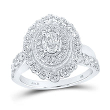  14k White Gold Oval Diamond Halo Bridal Wedding Engagement Ring 1-1/2 Cttw