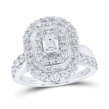  14k White Gold Round Diamond Halo Bridal Wedding Engagement Ring 1-1/2 Cttw
