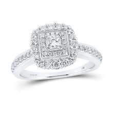  14k White Gold Princess Diamond Halo Bridal Wedding Engagement Ring 5/8 Cttw