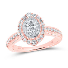  14k Rose Gold Oval Diamond Halo Bridal Wedding Engagement Ring 5/8 Cttw