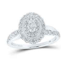  14k White Gold Oval Diamond Halo Bridal Wedding Engagement Ring 3/4 Cttw
