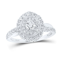  14k White Gold Round Diamond Halo Bridal Wedding Engagement Ring 3/4 Cttw