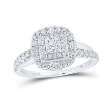  14k White Gold Princess Diamond Halo Bridal Wedding Engagement Ring 3/4 Cttw