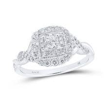  14k White Gold Womens Princess Diamond Fashion Ring 3/8 Cttw