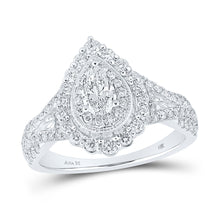  14k White Gold Pear Diamond Halo Bridal Wedding Engagement Ring 1 Cttw