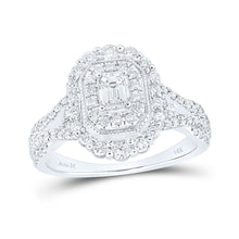  14k White Gold Emerald Diamond Halo Bridal Wedding Engagement Ring 1 Cttw